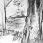 Dibujo de paisaje a carboncillo de Julia r. Ortega Arte contemporáneo